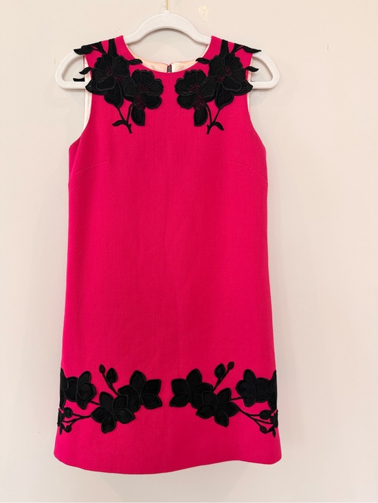 Dolce & Gabbana Dresses & Skirts - Dolce & Gabbana Hot Pink Dress with Black Floral Appliqué